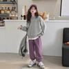 2024 Girls' Stylish Two-Piece Suit: Casual Sweatshirt & Sports Pants for Big Kids