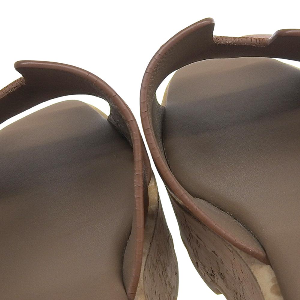 HERMES Eze platform sandals, women's, brown, size 36 shoes 36 BrownUsed