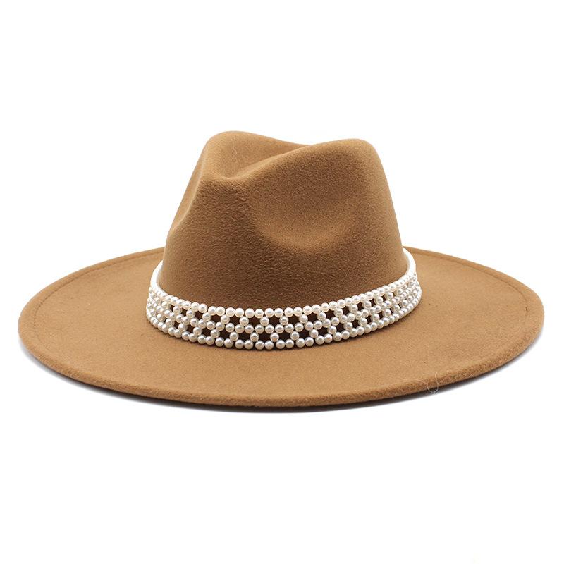 Hepburn Woolen Jazz Top Hat For Men And Women Casual 9.5Cm Big Edge Jazz Hat Felt Hat