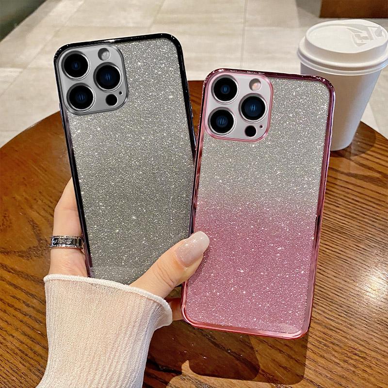 For Iphone 16 New Fashion Pink Glitter Phone Case For iPhone 16 Pro Max Bling Sequins Ultra Slim Bumper Cover Coque 16 Plus 16E