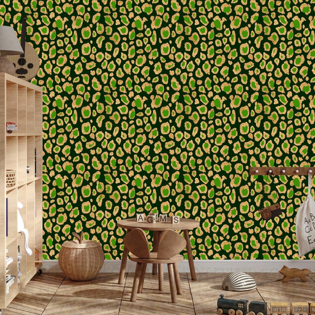 Green Leather Yellow and Bottle Green Wallpaper for Living Room and Bedroom 50x1000