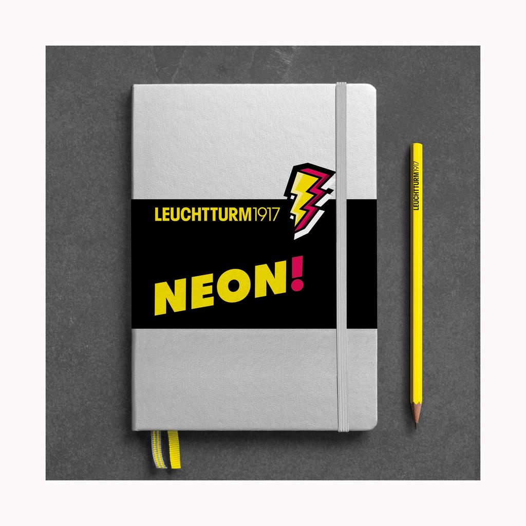 Leuchtturm A5 Dot Neon Officially Imported Notebook, Grid, Yellow, 361390,