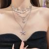 4Pcs Zinc Zinc Alloy Pearl Shell Starfish Necklace Set Multi-Layer Starfish Beach Pendant  Daily