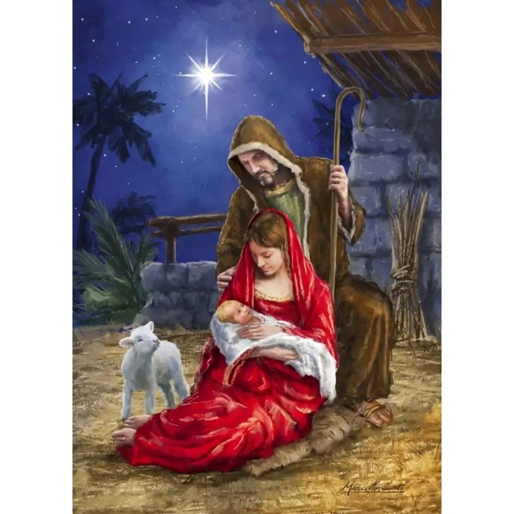 

Diamond Painting Christian Christmas themed Oil Painting DIY Craft 5D Mosaic Embroidery Hobby Gift Home Decoration Round 20x30cm