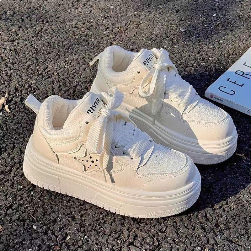 

Женская обувь Весна Осень Высокий верх Большая голова Толстая подошва Дышащая Увеличивающая рост Спортивная Повседневная обувь Удобная резиновая подошва 35 белый