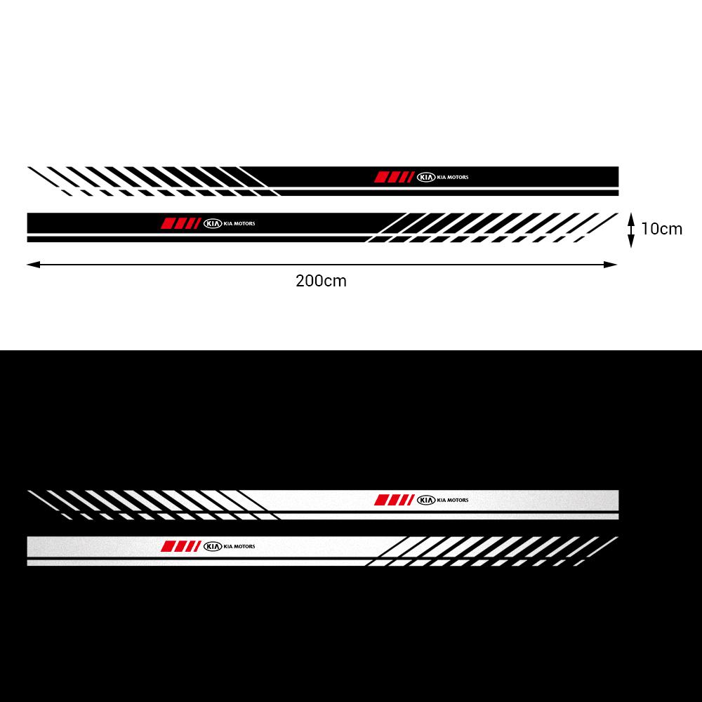 2PCS Car Body Sticker Vinyl Side Skirt Stripes Decals For Kia Sportage K2 K6 KX1 RIO Optima PV5 K4 K3 Ceed Sorento Picanto Forte CP6