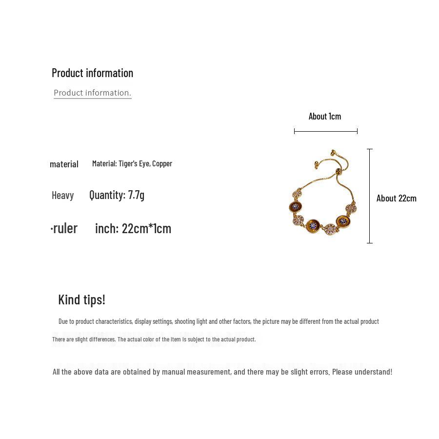 18K Gold Plated Geometric Tiger's Eye Bracelet with Zircon, Vintage Autumn Winter Style, Light Luxury Jewelry.