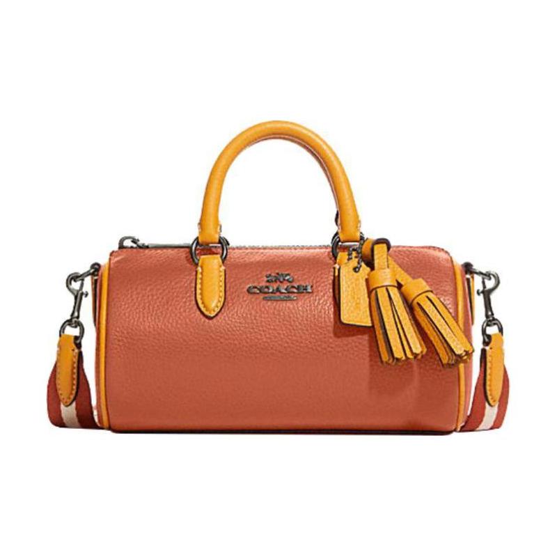 COACH Lacey zipper closure detachable shoulder strap cow leather handbag shoulder bag crossbody bag medium women's sunset color