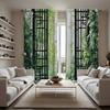 2PC Home Window bamboo forest Curtains With Landscape Background And Pole Pocket Curtains, Kitchen, Coffee Shop, Living Room, Ba