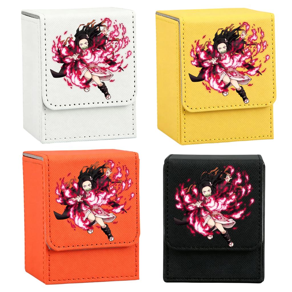 Anime Demon Slayer Card Case Kamado Tanjiro Nezuko Tsuyuri Agatsuma Zenitsu Self Made Leather Game Collection Card Storage Box