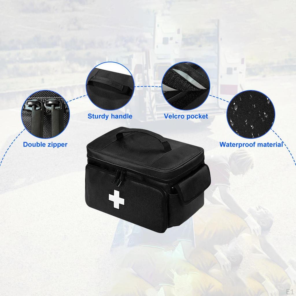First Aid Bag Empty Medical Storage with Handle Emergency Organizer for Camping Office Workplace