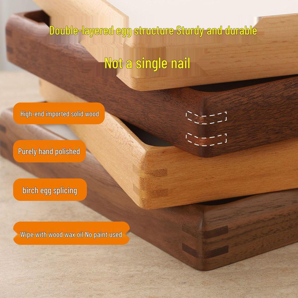Solid Wood 9-Grid Black Walnut Photo Frame with Mortise and Tenon Round Corners for Desktop Display or Wall Decoration.