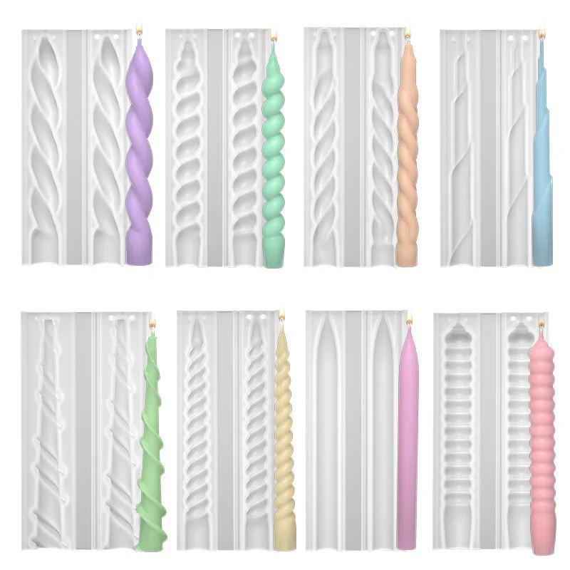 Romantic Spiral Long Pole Silicone Candle Mold DIY Geometry Round Church Candle Making Supplies Mould Handmade Gifts Home Decor