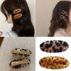 Leopard Print Oval Hair Clip For Women Girls Secure Grip Practical Plastic Metal Hair Accessory For Daily Parties School