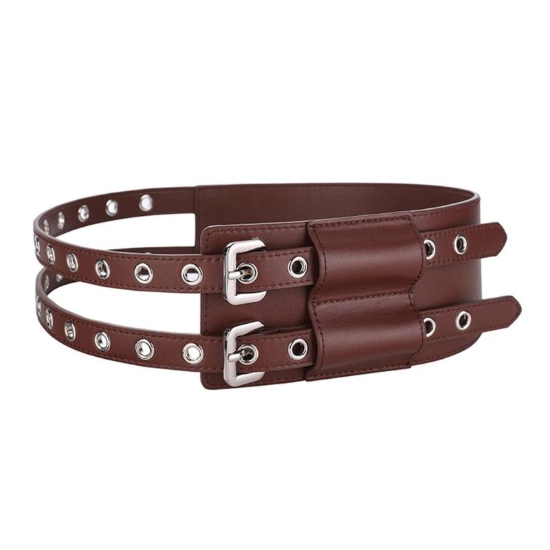 Leather Waist Belt With Matte Finish Large Eyelet Adjustable Waist Corset Belt For Women And Girl Fashion Coat Accessory
