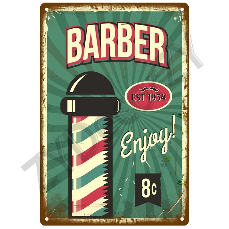 Barber Shop Plaque Metal Sign Vintage For Door Tin Sign Home Interior Paintings Mancave Wall Posters Room Decoration Decor Art