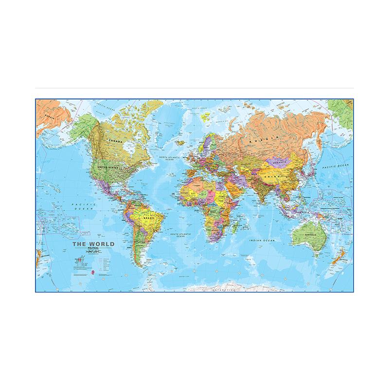 

World Map Poster Decorative Hanging Picture Highly Detailed Painting Modern Wall Art School Supplies Multi-Sizes 60*40cm(Canvas)