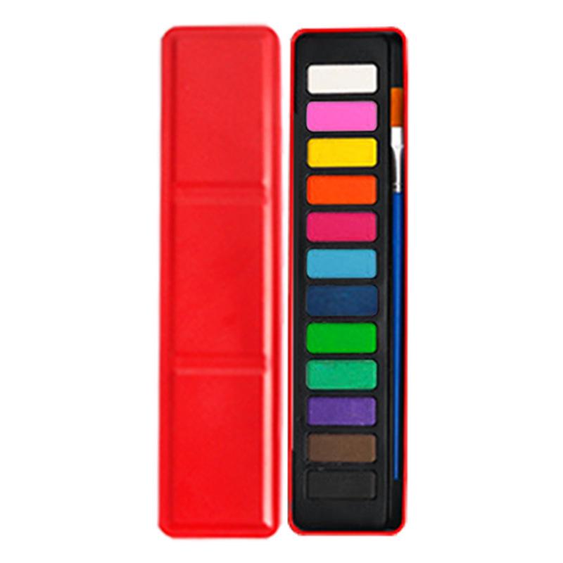 Набор твердых акварельных красок в красной жестяной коробке: 12, 18 или 24 цвета – Идеально для ручной росписи