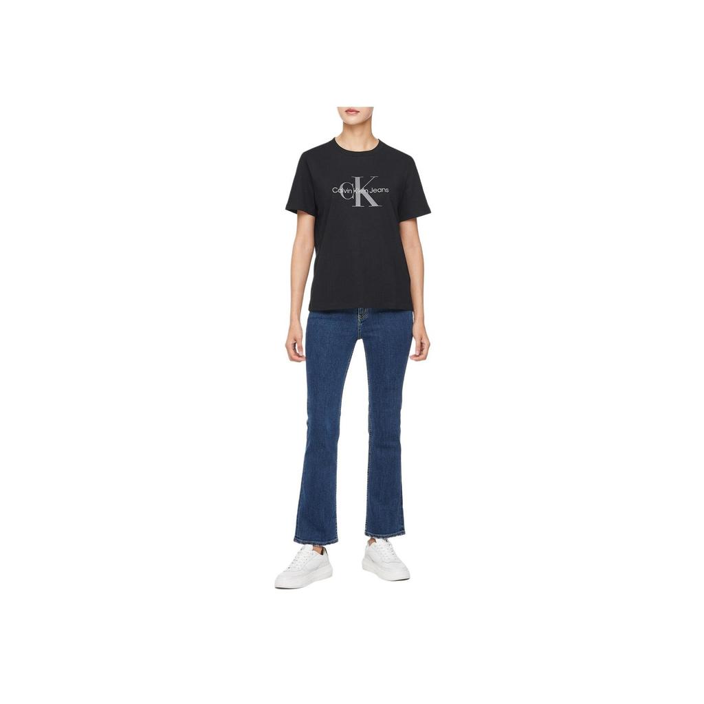 Calvin Klein Jeans Minimalist Letter Print Round Neck Short Sleeve T-Shirt Women T-Shirts Black 40WL259-UB1
