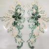 1 Pair Blue Green Flower Sequins Embroidered Patches Wedding Appliques DIY Sew Patch Dress Decoration