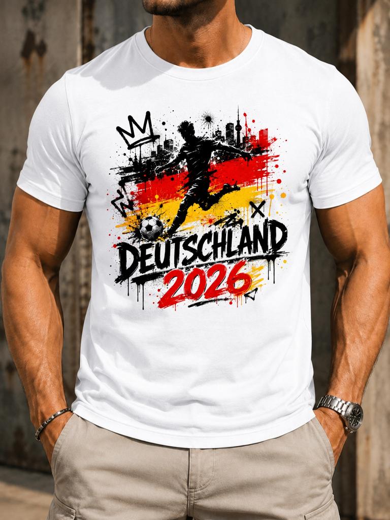 Deutschland 2026 Soccer Graffiti City Skyline Player Silhouette Crown Doodle Football Pride Unisex Unisex All TShirt