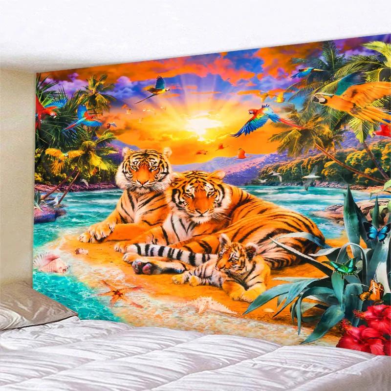 VIKAMA Jungle Bird Tapestry Psychedelic Forest Wall Hanging Exotic Bird Decor Suitable for Bedrooms and Yoga Studios