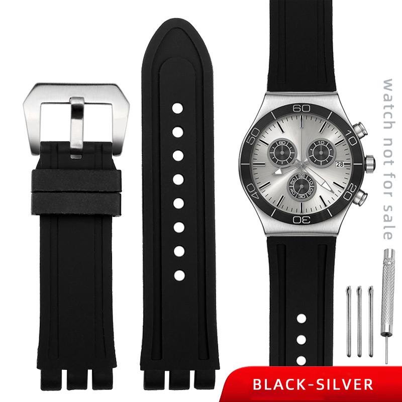 

Для Swatch YOS440 YOS413 YOS424 Силіконовий ремінець Чоловічий Чорний гумовий ремінець для годинника Наручний ремінець браслет 23 мм Аксесуари для годинника безкоштовні інструменти 23mm