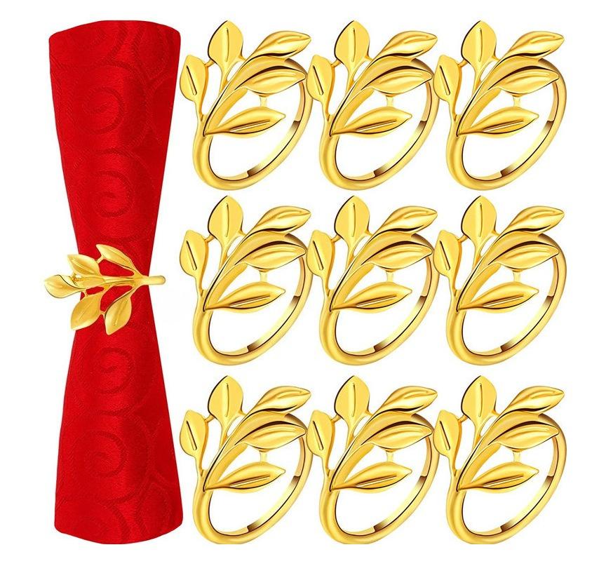 

10pcs Elegant Golden Napkin Rings - Durable Zinc Alloy, Heat & Cold Resistant,Ideal for Weddings, Parties & Special Events,
