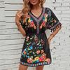 Short Sleeve Plus Size Vintage Floral New In Dresses for Women Casual Loose Mini Summer Dress