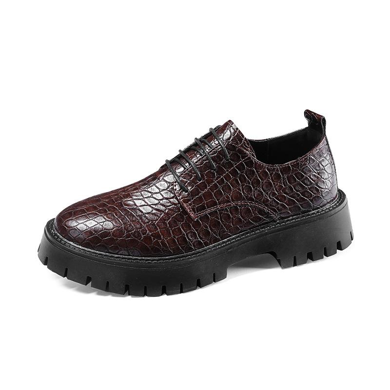 Low-top Thick-soled Heightening Big-headed Leather Shoes Men's Size 38-46, Spring and Autumn New Men's Time