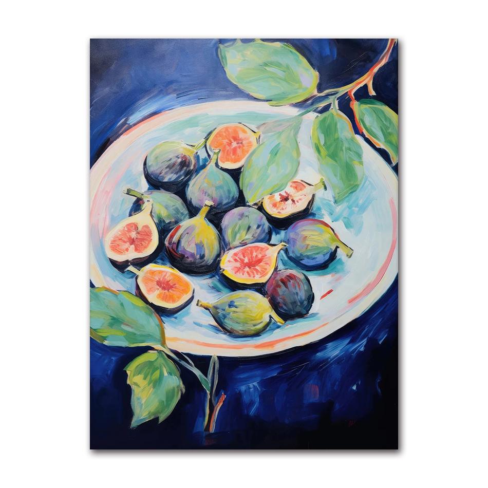 Minimalist Modern Abstract Fruit Poster Print Orange Peaches Strawberry Tomato Lemon Fig Canvas Painting Wall Art Home Decor