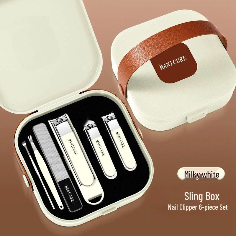 Stainless Steel Nail Clippers Set: Portable Mani-Pedi Tools with Ear Pick, Pedicure Knife, Oblique Clippers, and Dead Skin Scissors.