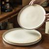 Ceramic Plate Japanese Style Dinner Plate Household Vegetable Plate Round Plate High Value Tableware Western Food Plate Large Plate