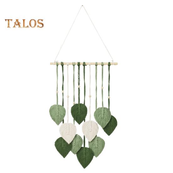 

Лист макраме гобелен богемный настенный орнамент ручной работы макраме украшение для дома гостиная спальня коридор зелёный