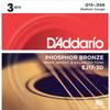D'Addario EJ17-3D Phosphor Bronze Jeu De Cordes Pour Guitare Acoustique Tirant Medium .013-.056 Pack De 3 Import Royaume Uni