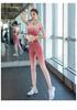 2026 Women's Gradient Elastic Quick-Dry Sports Top with Chest Pad - Fitness Short Sleeve Yoga Wear, Summer New Arrival