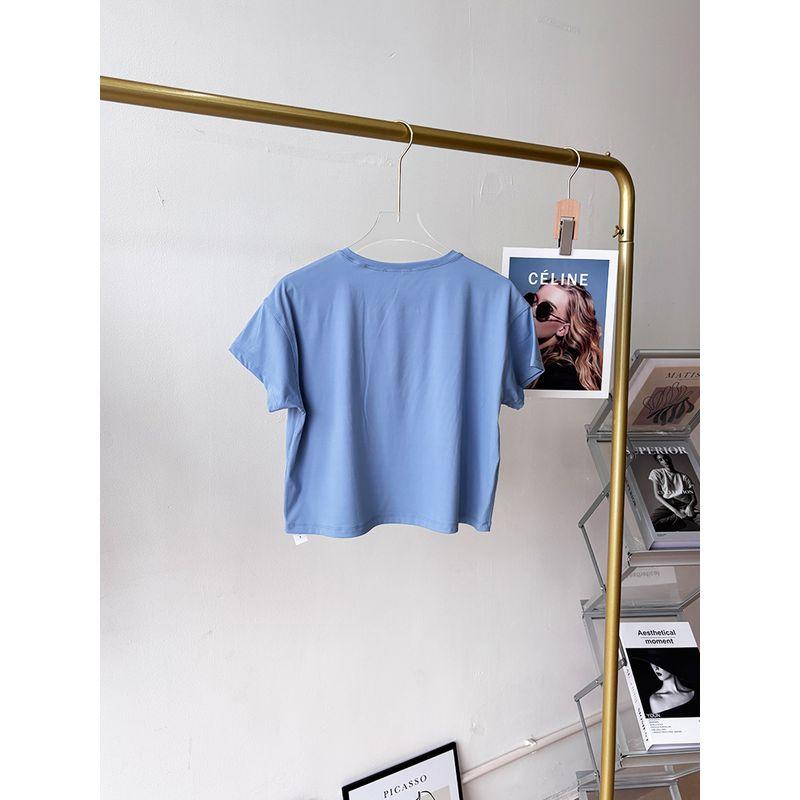 Lu Same Sports T-shirt Women's Short Summer Thin Quick-Drying Loose Breathable Outdoor Sports Yoga T-shirt Workout Clothes