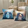 45X45Cm Dolphin Pillowcase Cushion Case 100% Polyester Living Room Bedroom Sofa Office Cushion Pillowcase Home Room Decoration