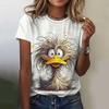Summer Round Neck 3D Cartoon Animals Print Top Fashionable Casual Short Sleeved Women's T-shirts