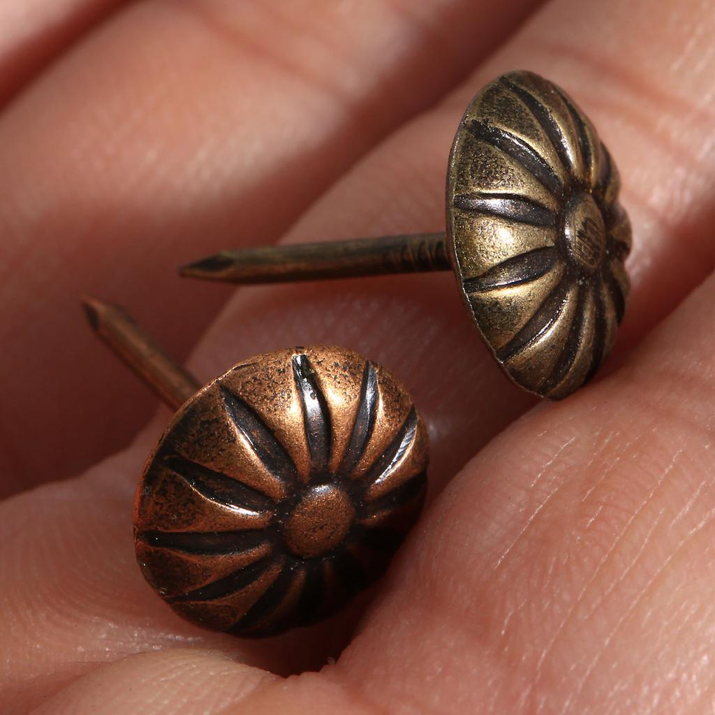 100 Stück Rote/Grüne Bronze-Tachas Polsternägel Schmuck Geschenkbox Tür Sofa Möbel Dekorativer Nagel Stift Drucknadel 11x17mm