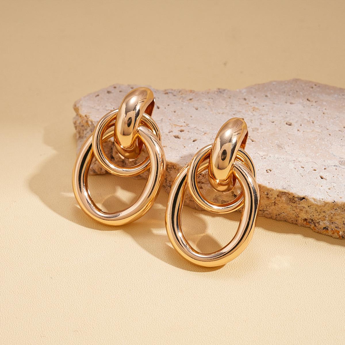 Металлические геометрические овальные ромбовидные серебряные серьги-гвоздики Модные универсальные серьги