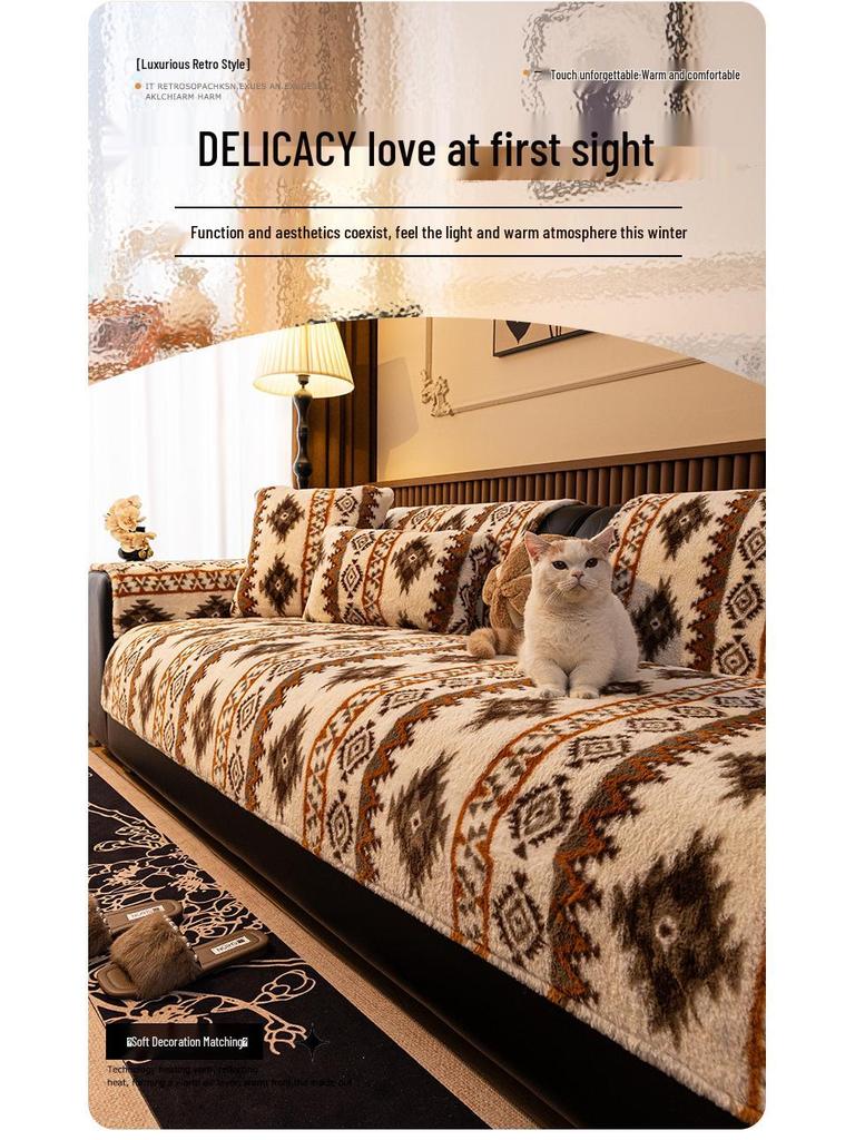 Bohemian Plush Sofa Cushion - Non-Slip, Winter-Ready, Thickened Cover 2025