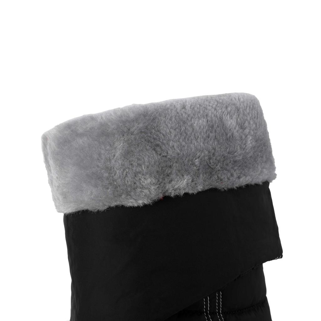 Krazing Pot PU Down Boots Cold-resistant Winter Shoes Med Heels Size 44 Super Size Snow Boots Zipper Round Toe Keep Warm Thigh High Boots