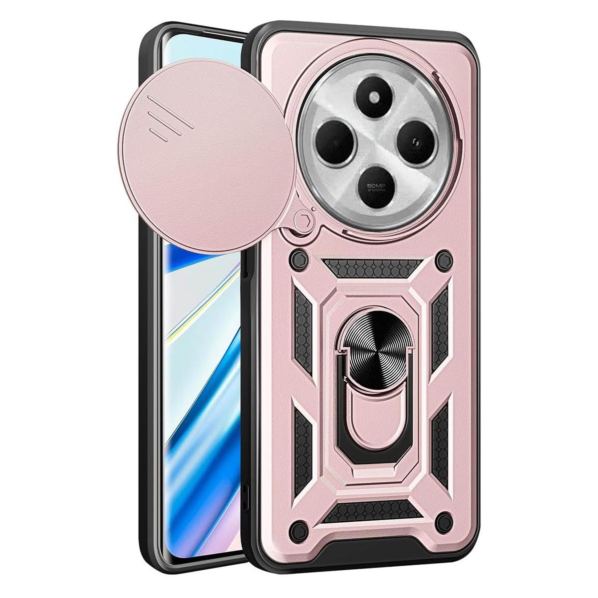 

Чехол Armor для Xiaomi Redmi 14C 4G Poco C75, защитный чехол для объектива с кольцом, магнитный держатель, чехол Fundas For Poco C75 розового золота