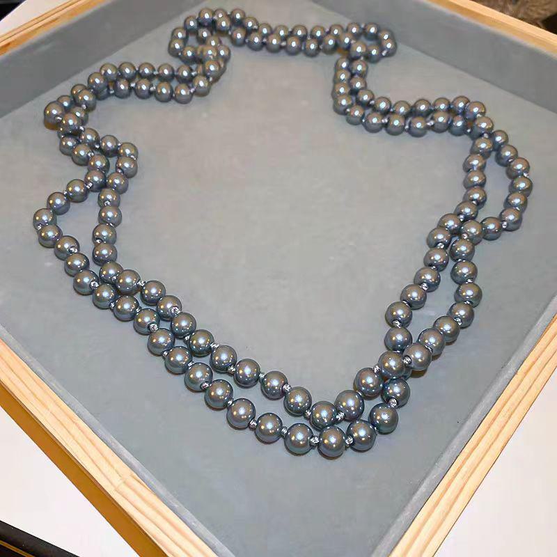 Retro Multi-Color Long Imitation Pearl Bead Necklace for Women