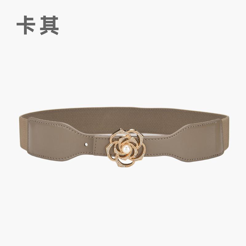Pearl Buckle Elastic Waist Seal Simple Elastic Belt Women'S Fine Decorative Dress Small Belt With Accessories