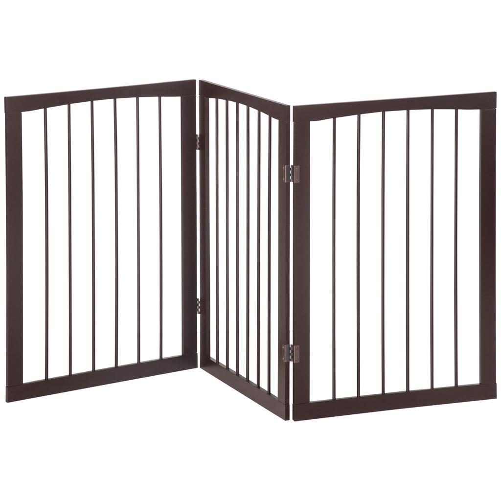 Portable 3-Section Dog and Pet Gate, Foldable Safety Divider, 160x1.2x76cm, Brown