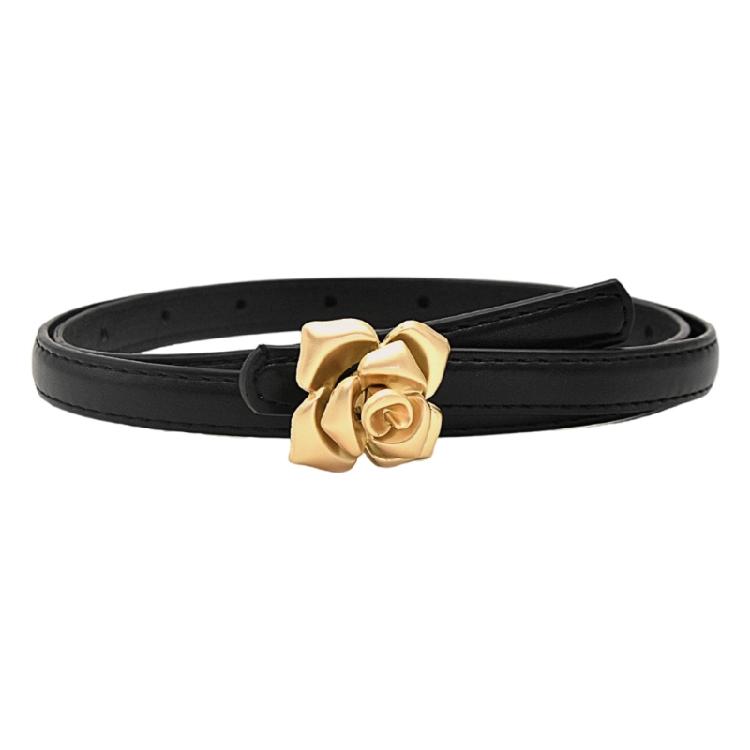 Women’s AdjustableLeather Belt With Rose Button Slender Design For Jeans And Pants