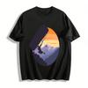 Sonnenuntergang Berg Fallschirmspringen Silhouette Outdoor Lässiges Print-T-Shirt Reines Baumwoll-T-Shirt
