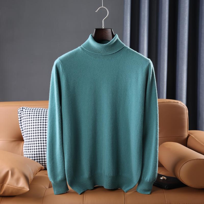 Men Sweater 100% Wool Turtleneck Knit Pullover Winter Soft Warm Wool Jumpers Man Knit Tops Long Sleeve